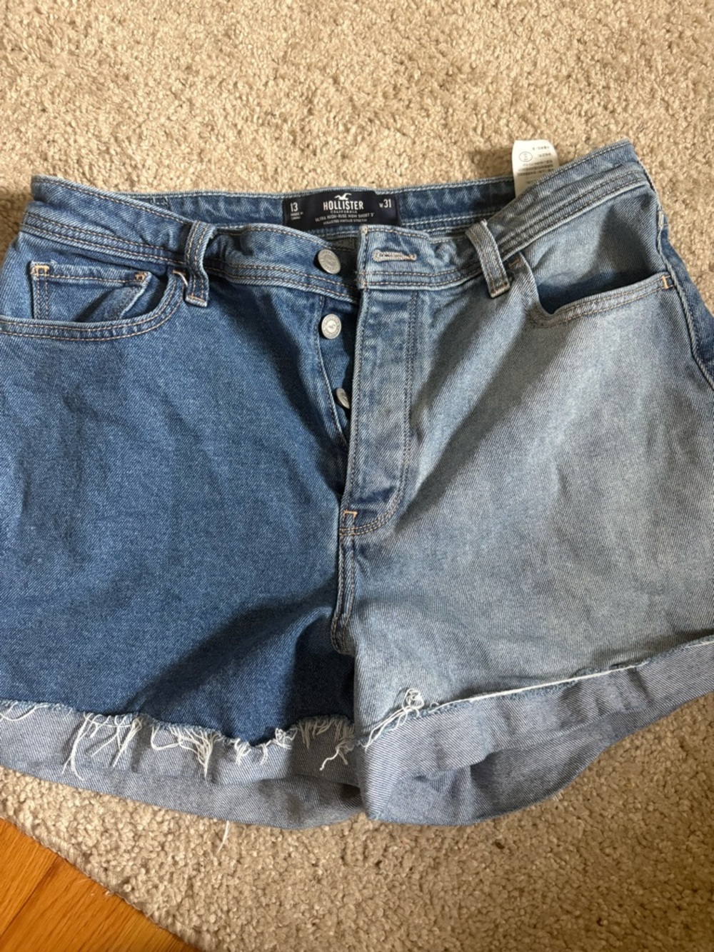 Hollister Two-Tone Blue Denim Button-Front Shorts